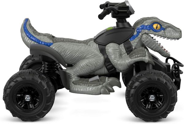 Power Wheels Jurassic World Dino Racer, blue, 12V battery-powered ride-on vehicle for kids ages 3 and up