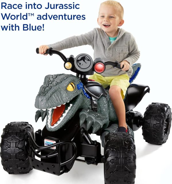 Power Wheels Jurassic World Dino Racer, blue, 12V battery-powered ride-on vehicle for kids ages 3 and up - Image 4