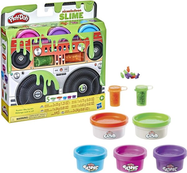 Hasbro Play-Doh Nickelodeon Slime Rockin' Mix-ins Kit for Kids 4 Years and Up with 5 Colors and 3 Mix-in Bead Varieties, Non-Toxic, F1816