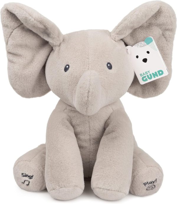 Baby GUND Official Animated Flappy The Elephant Stuffed Animal Baby Toy Plush for Baby Boys and Girls, Gray, 12" (Song Styles May Vary)