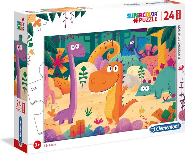 Clementoni 28506 28506-Supercolor Dinosaur Puzzle 24 Pieces Maxi, Multi-Coloured