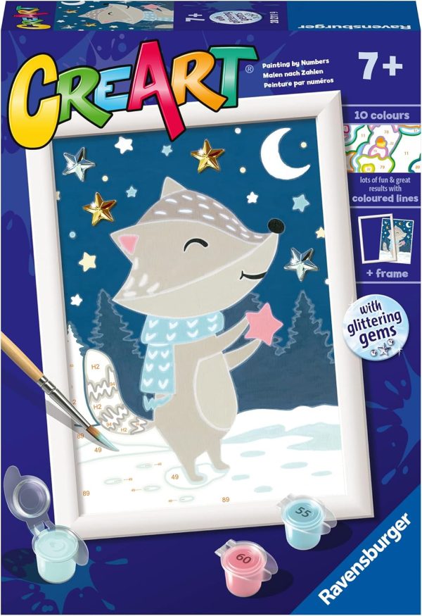 Ravensburger CreArt Cute Badger Paint by Numbers Kit for Kids - Painting Arts and Crafts for Ages 7 and Up