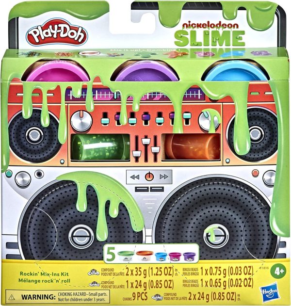 Hasbro Play-Doh Nickelodeon Slime Rockin' Mix-ins Kit for Kids 4 Years and Up with 5 Colors and 3 Mix-in Bead Varieties, Non-Toxic, F1816 - Image 2