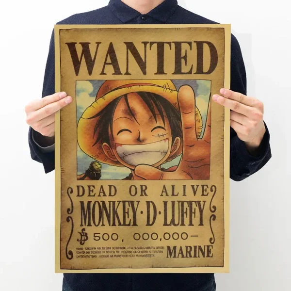 One Piece Bounty Poster Craft Print Wall Stickers Vintage Movie Playbill Luffy Stickers One Piece Wallpaper Home Decoration