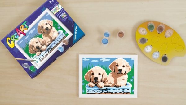 Ravensburger CreArt Cute Puppies Paint by Numbers Kit for Kids - Painting Arts and Crafts for Ages 7 and Up - Image 2