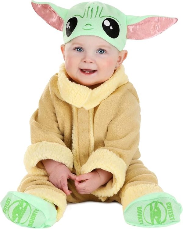 STAR WARS OFFICIAL GROGU HALLOWEEN COSTUME FOR BABIES - Minky Coat and Pants with Cap and Booties 6-12 M