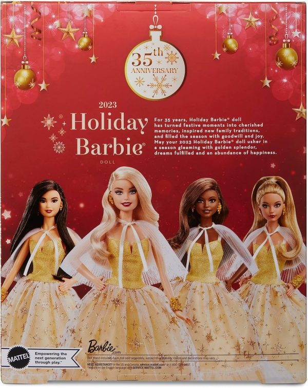 2023 Holiday Barbie Doll, Seasonal Collector Gift, Barbie Signature, Golden Gown and Displayable Packaging, Light Brown Hair - Image 6