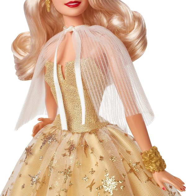 2023 Holiday Barbie Doll, Seasonal Collector Gift, Barbie Signature, Golden Gown and Displayable Packaging, Light Brown Hair - Image 4