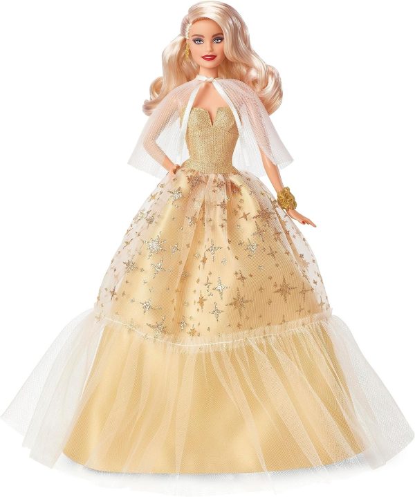 2023 Holiday Barbie Doll, Seasonal Collector Gift, Barbie Signature, Golden Gown and Displayable Packaging, Light Brown Hair - Image 3