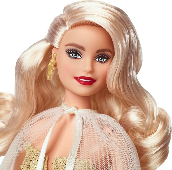 2023 Holiday Barbie Doll, Seasonal Collector Gift, Barbie Signature, Golden Gown and Displayable Packaging, Light Brown Hair - Image 2