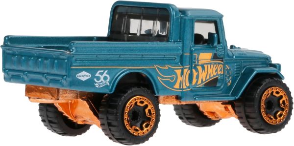 Hot Wheels 1:64 Scale Die-Cast Toy Car or Truck with Turquoise- & Copper-Colored Deco Toyota Land Cruiser - Image 5