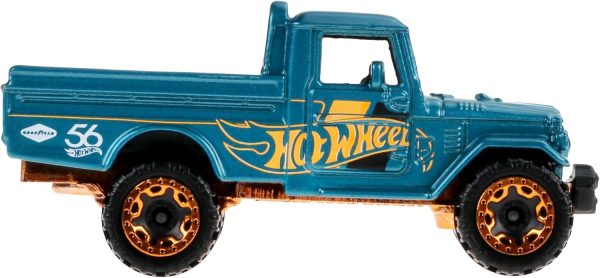 Hot Wheels 1:64 Scale Die-Cast Toy Car or Truck with Turquoise- & Copper-Colored Deco Toyota Land Cruiser - Image 4