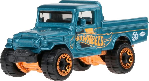 Hot Wheels 1:64 Scale Die-Cast Toy Car or Truck with Turquoise- & Copper-Colored Deco Toyota Land Cruiser - Image 2