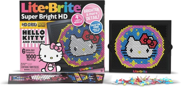 Lite-Brite Super Bright HD, Hello Kitty Edition - Create Art with Light, Enhances Creativity, Gift for Girls and Boys Ages 6+