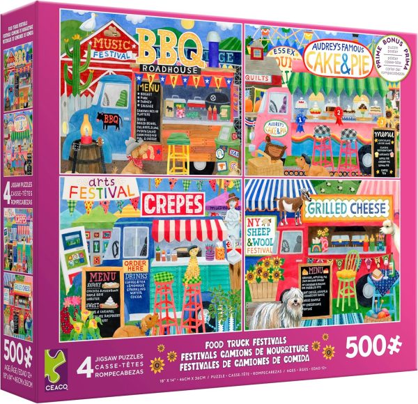 Ceaco - 4 in 1 Multipack - Food Trucks - (4) 500 Piece Jigsaw Puzzles